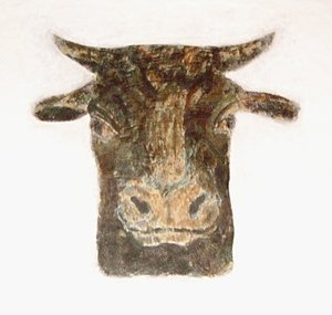 Testa di mucca come affresco da Franz Marc